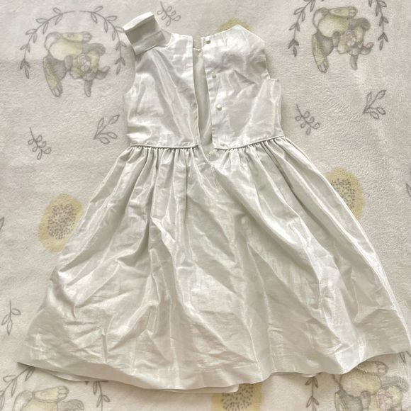 Janie and Jack Girls Silver Sparkle Bow Dress - Picture 3 of 4